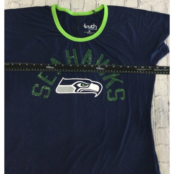 Touch Stadium T-Shirt Women’s Size XL Blue Green Seattle Seahawks Rhinestones - Picture 10 of 11